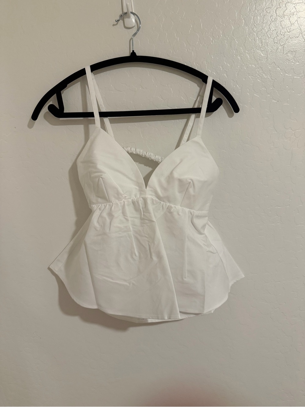 Abercrombie & Fitch White Peplum Spaghetti Strap Tank